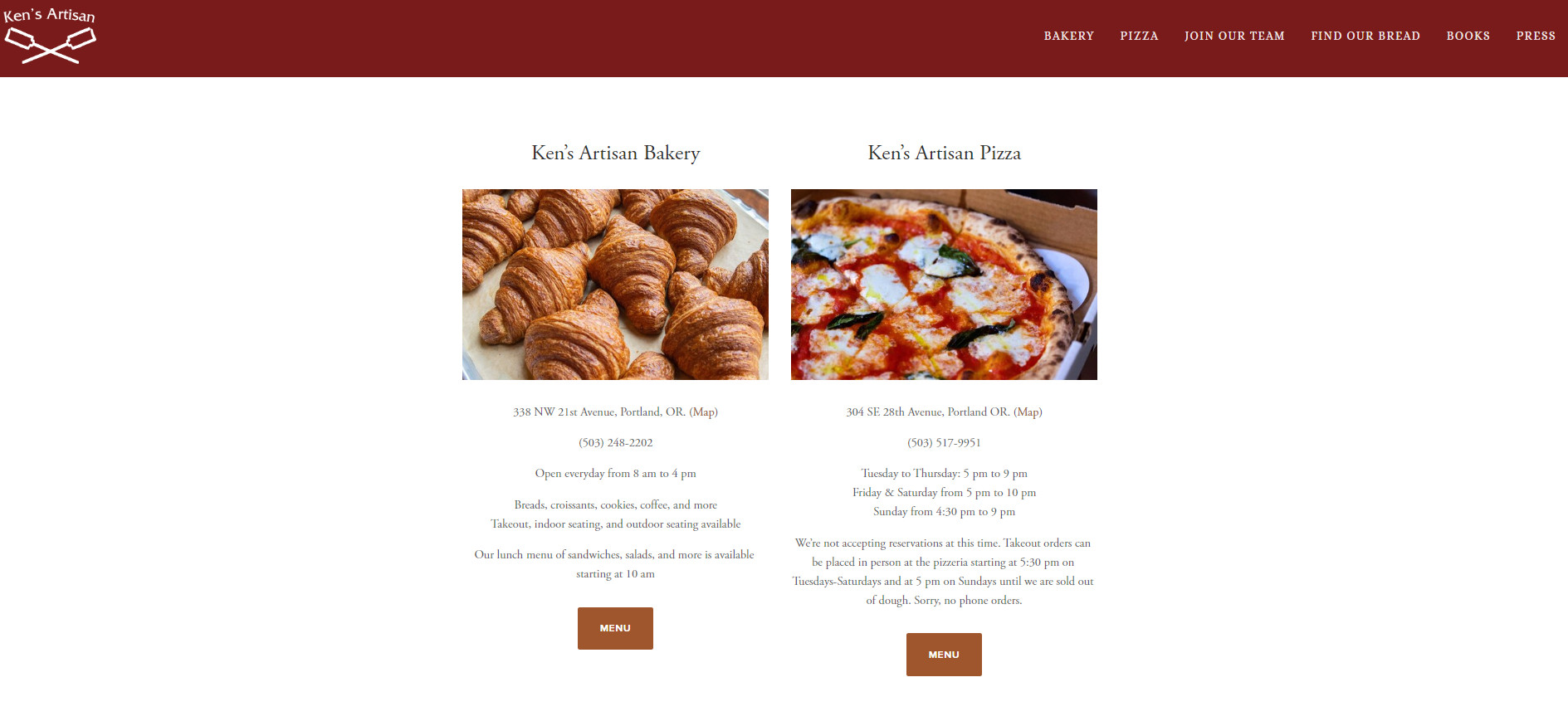  bakery website template example Ken's Artisan Bakery