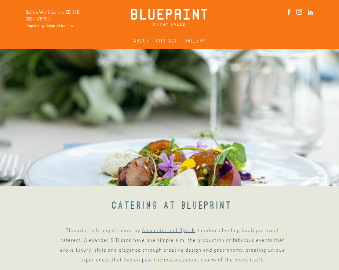 best catering websites example Blueprint London