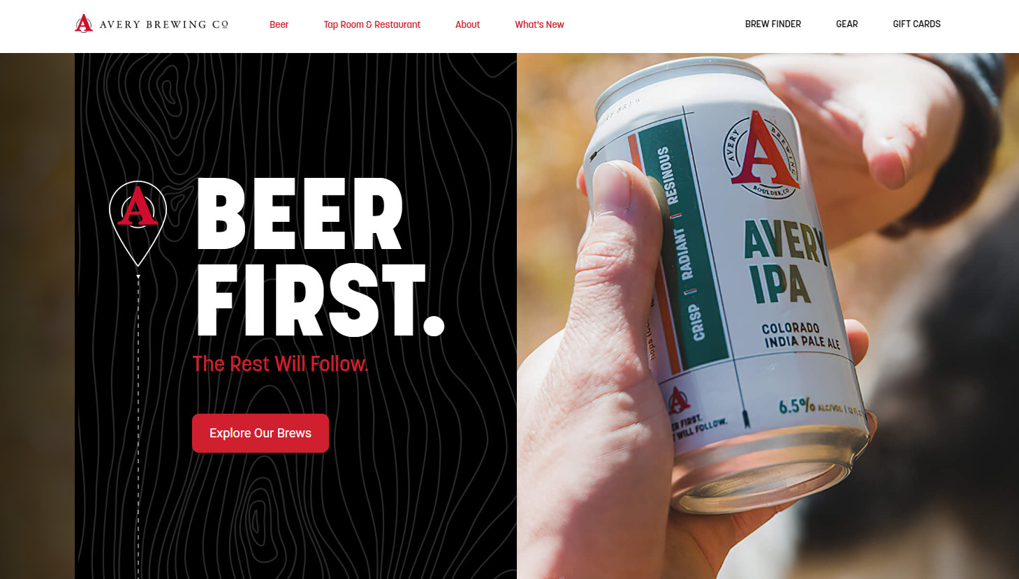 brewery website template example Avery Brewing Company