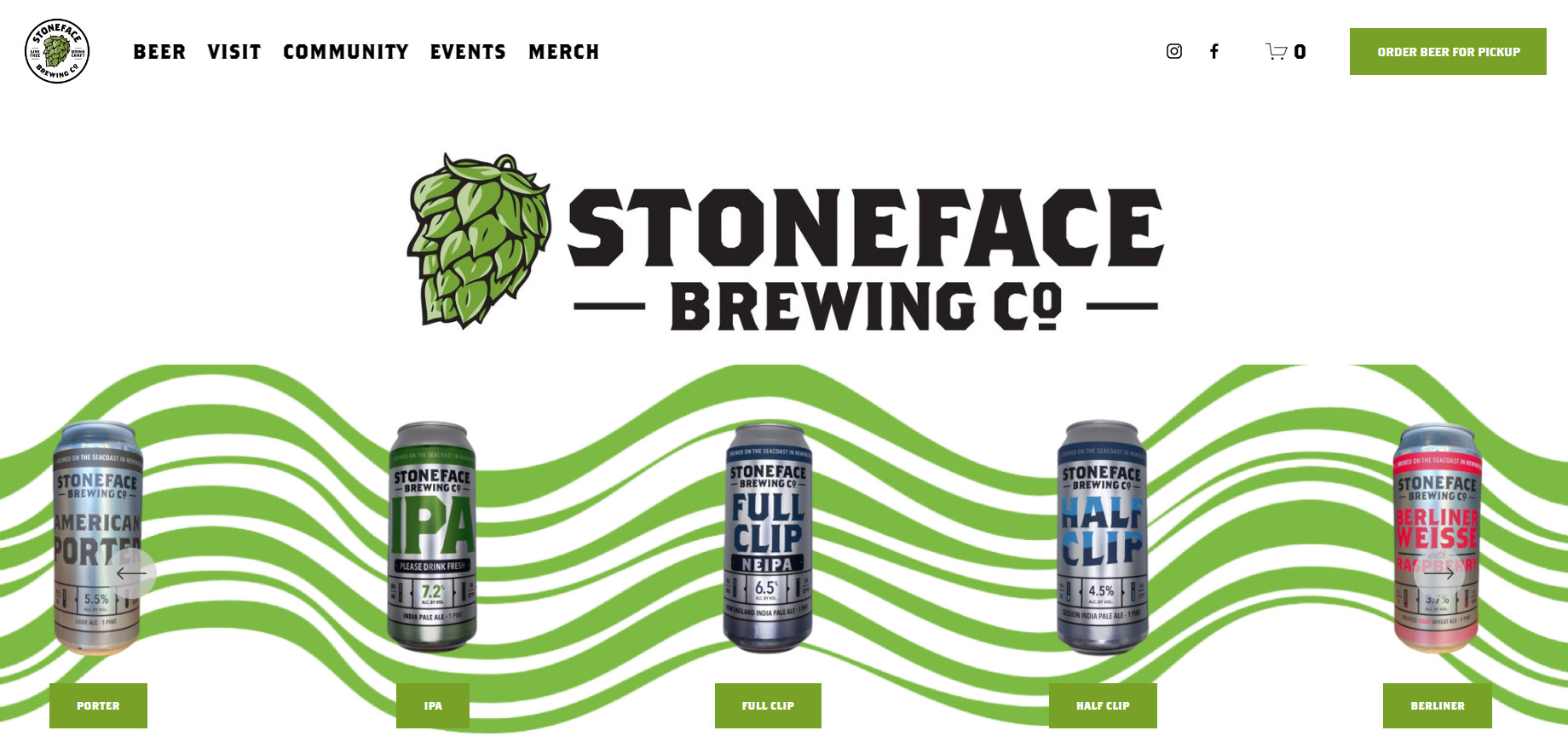 brewery website template example Stoneface Brewing Company