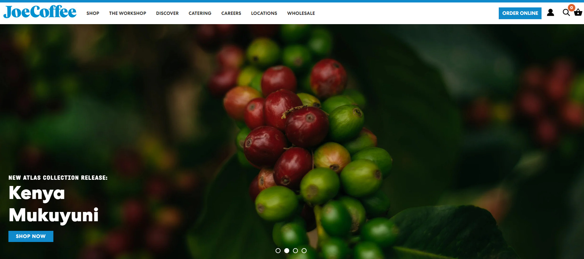 best coffee shop website example: Joe Coffee Company