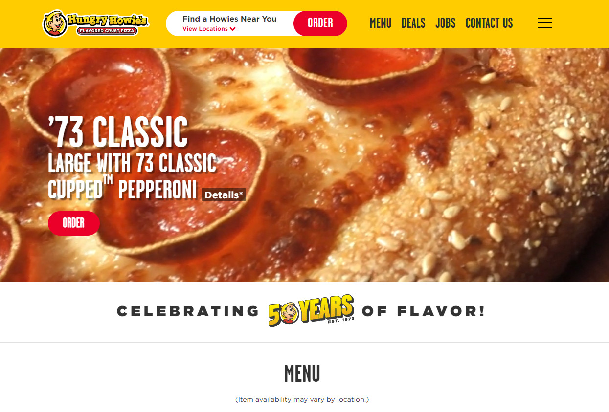 pizza website template example hungry howie’s pizza