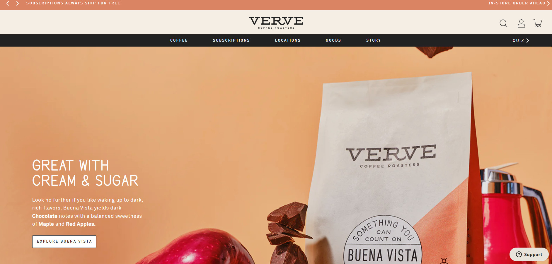 best coffee shop website example: Verve Coffee Roasters