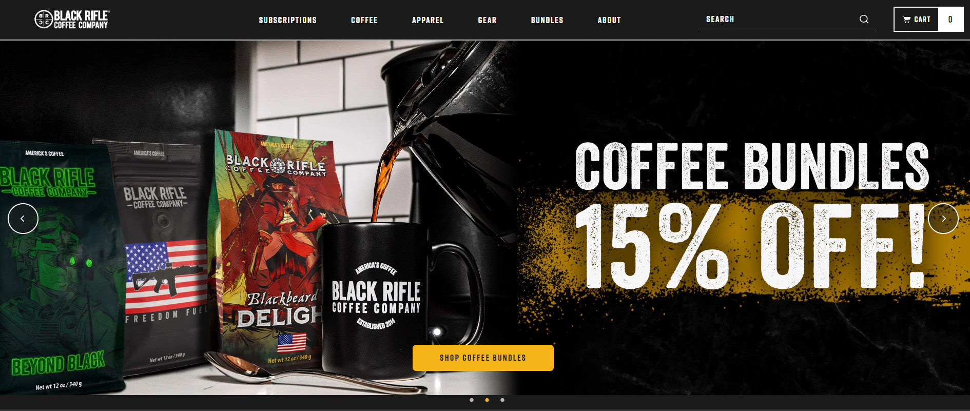 best coffee shop website example: Black Rifle Coffee Company