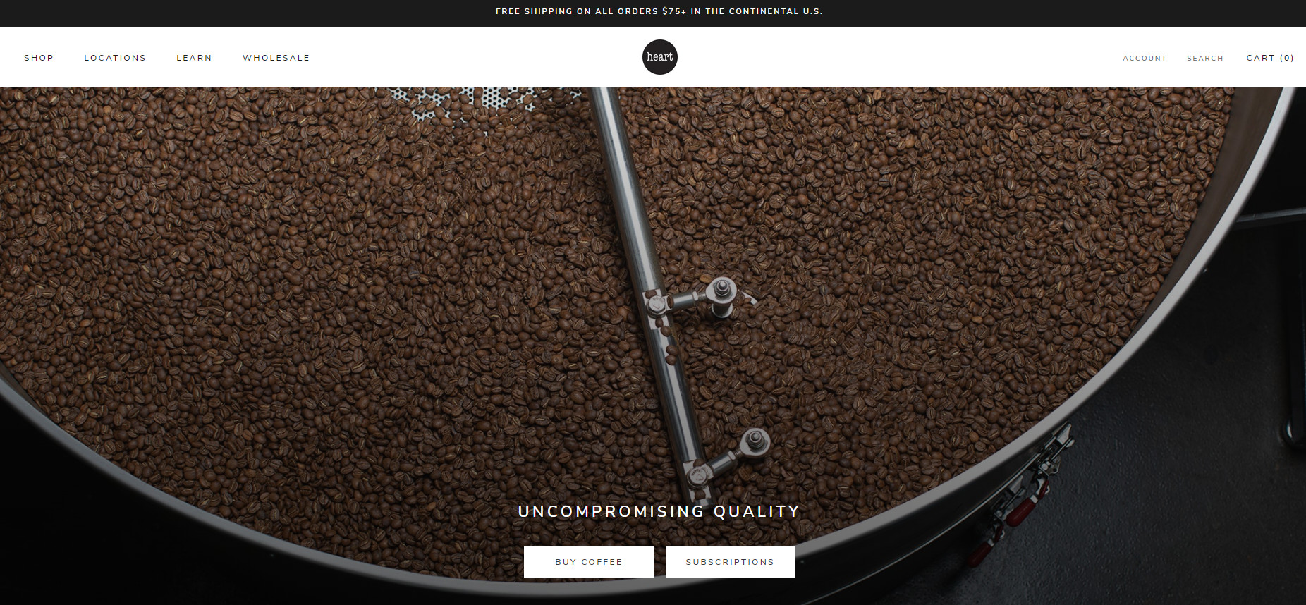 best coffee shop website example: Heart Coffee Roasters