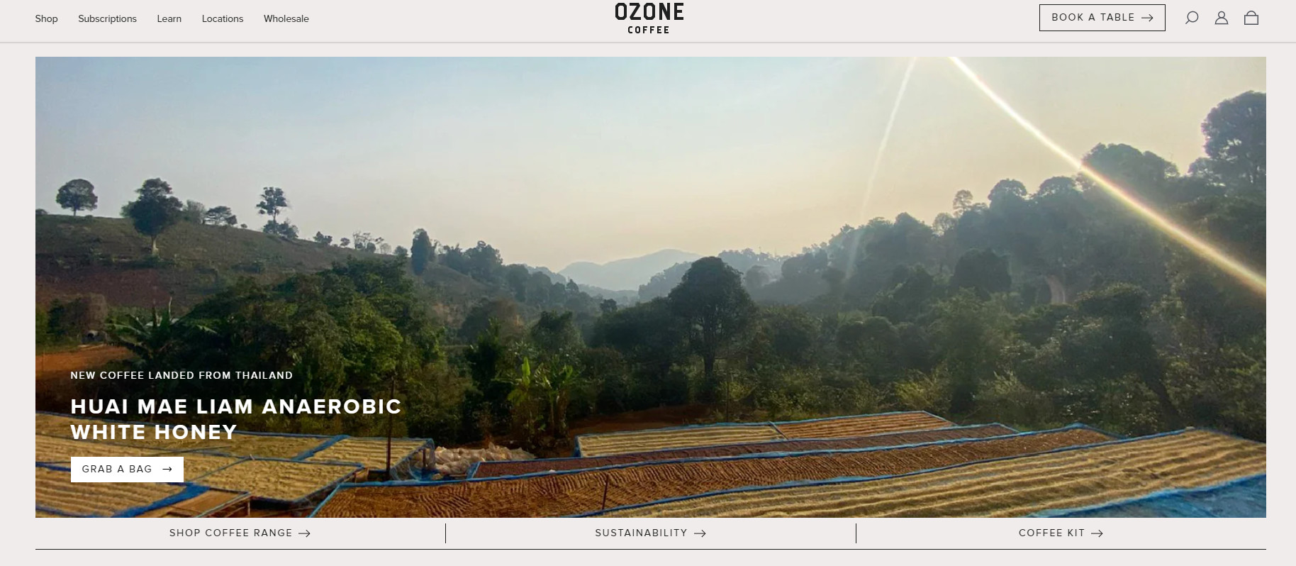 best coffee shop website example: Ozone Coffee Roasters