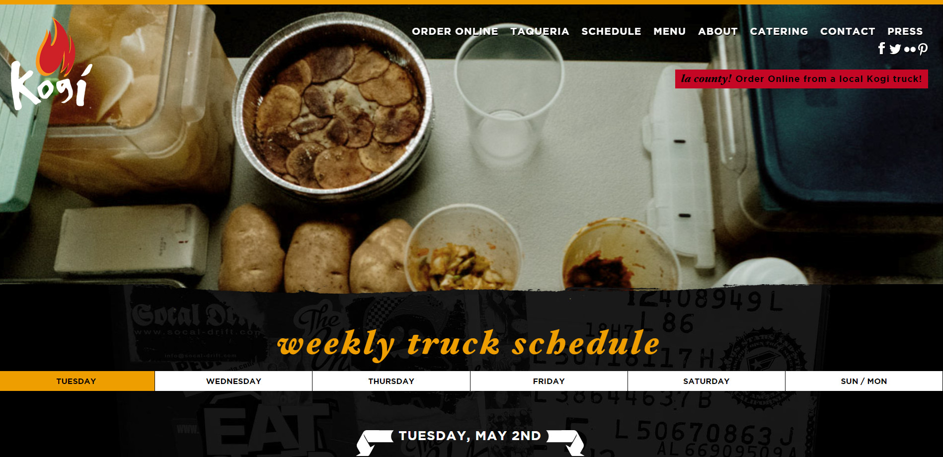  3 food truck websites example Kogi BBQ