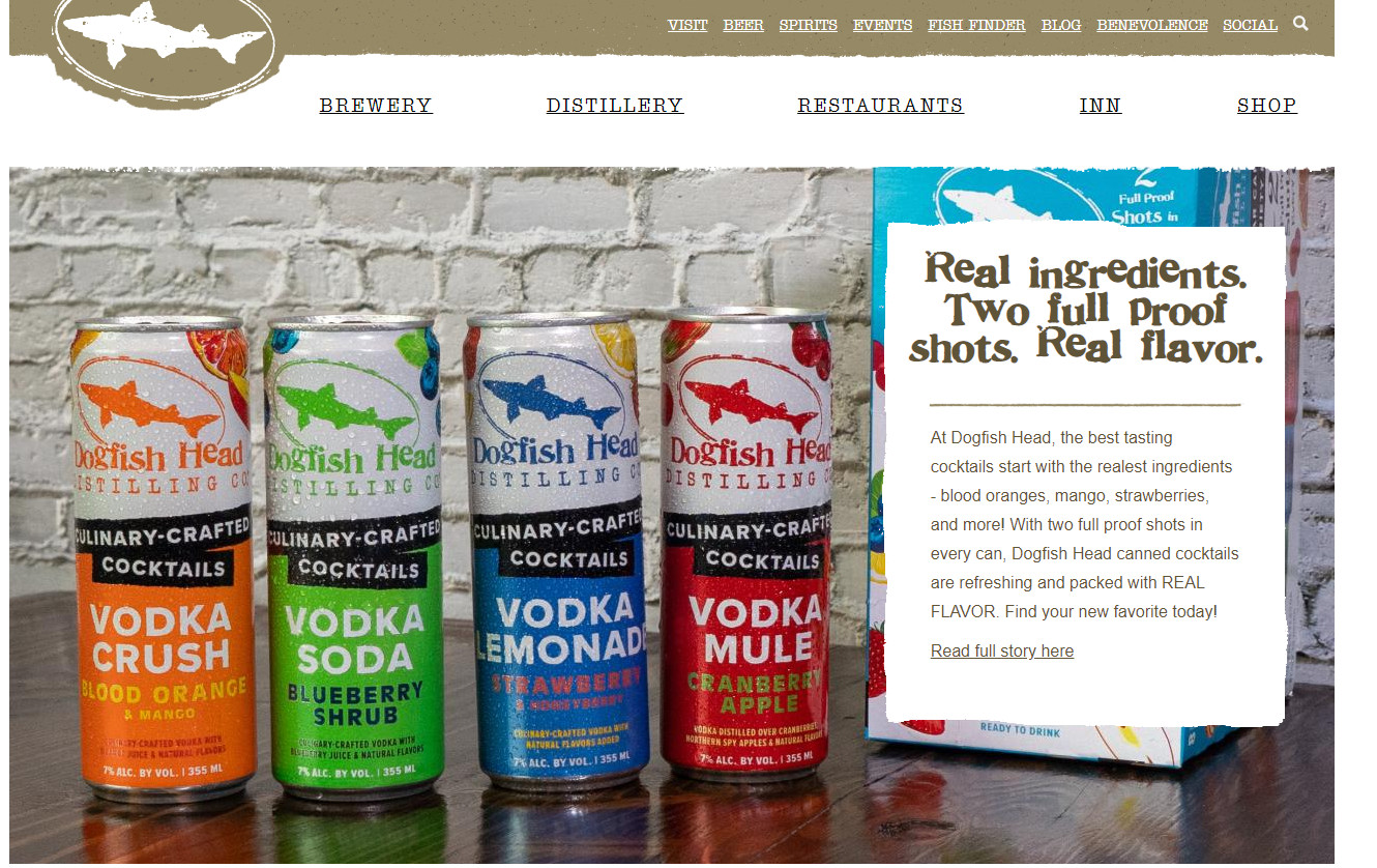 brewery website template example Dogfish Head Craft Brewery