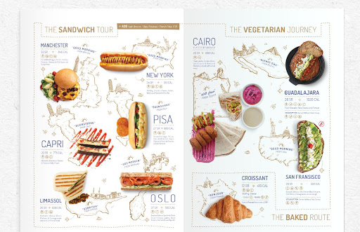 A bistro menu design with vibrant images