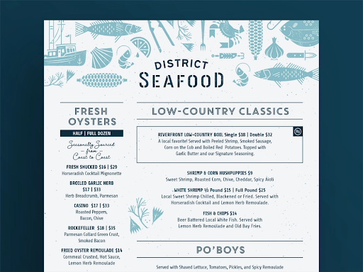 An example of food menu designs for seafood restaurants