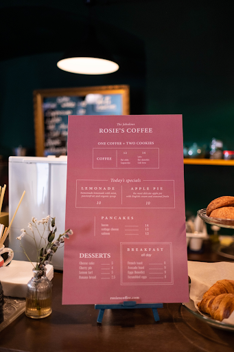 An example restaurant menu for coffee shops