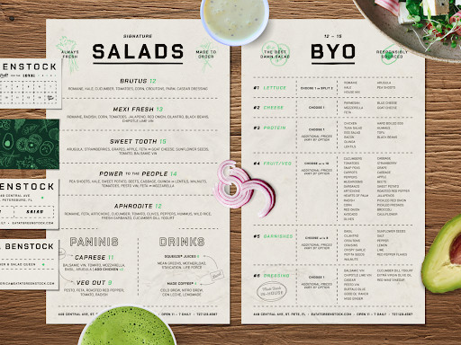 One of the more modern restaurant menu designs with a more basic layout