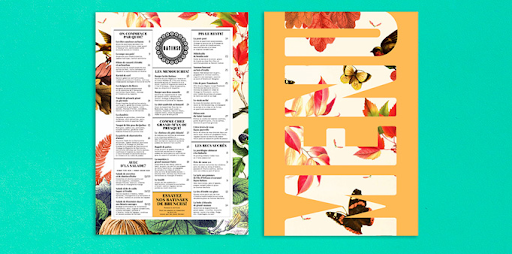 An example of one page modern restaurant menu designs