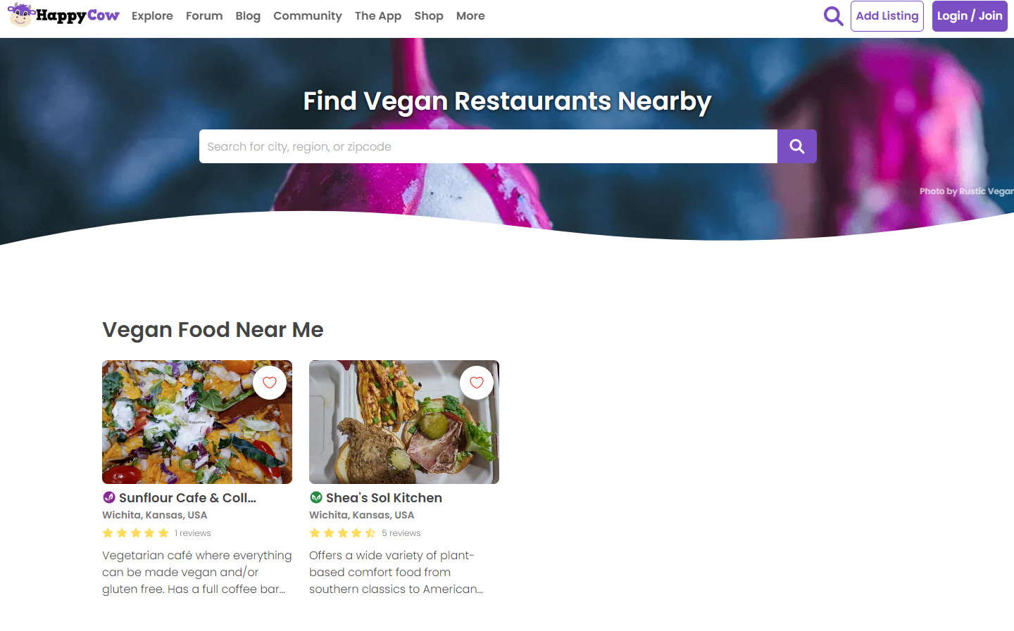 HappyCow is one of the most popular restaurant reviews sites for vegan and vegetarian cuisine