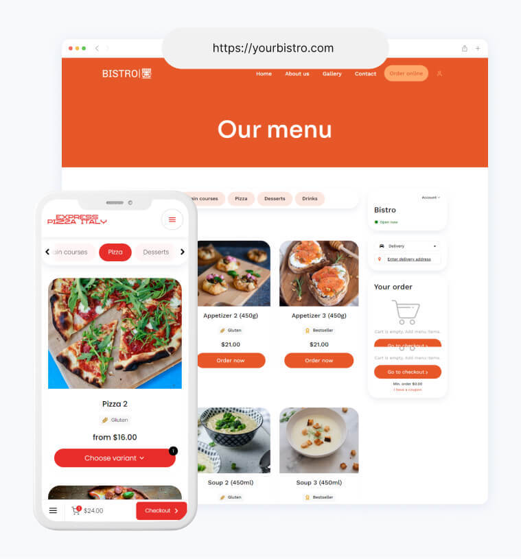 contactless ordering and payments for restaurants: contactless payment builder