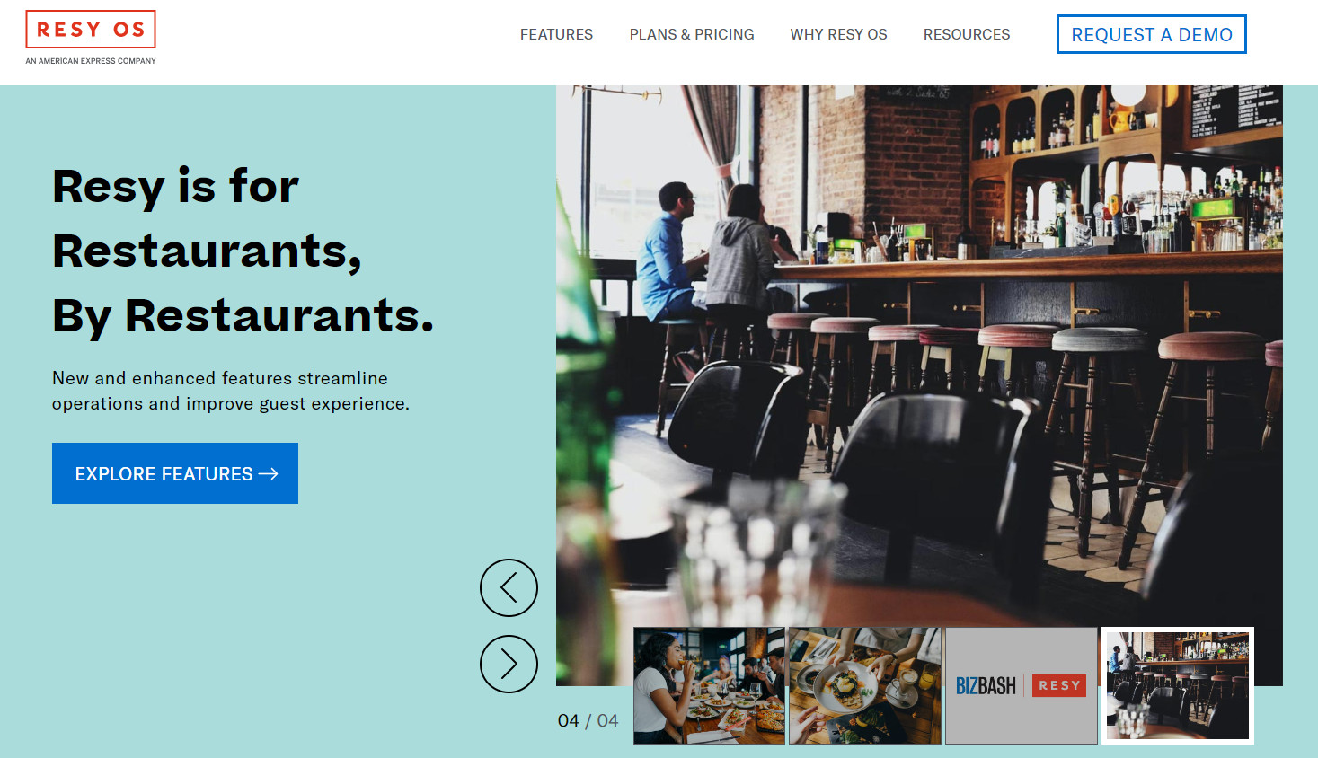 restaurant software - resy website