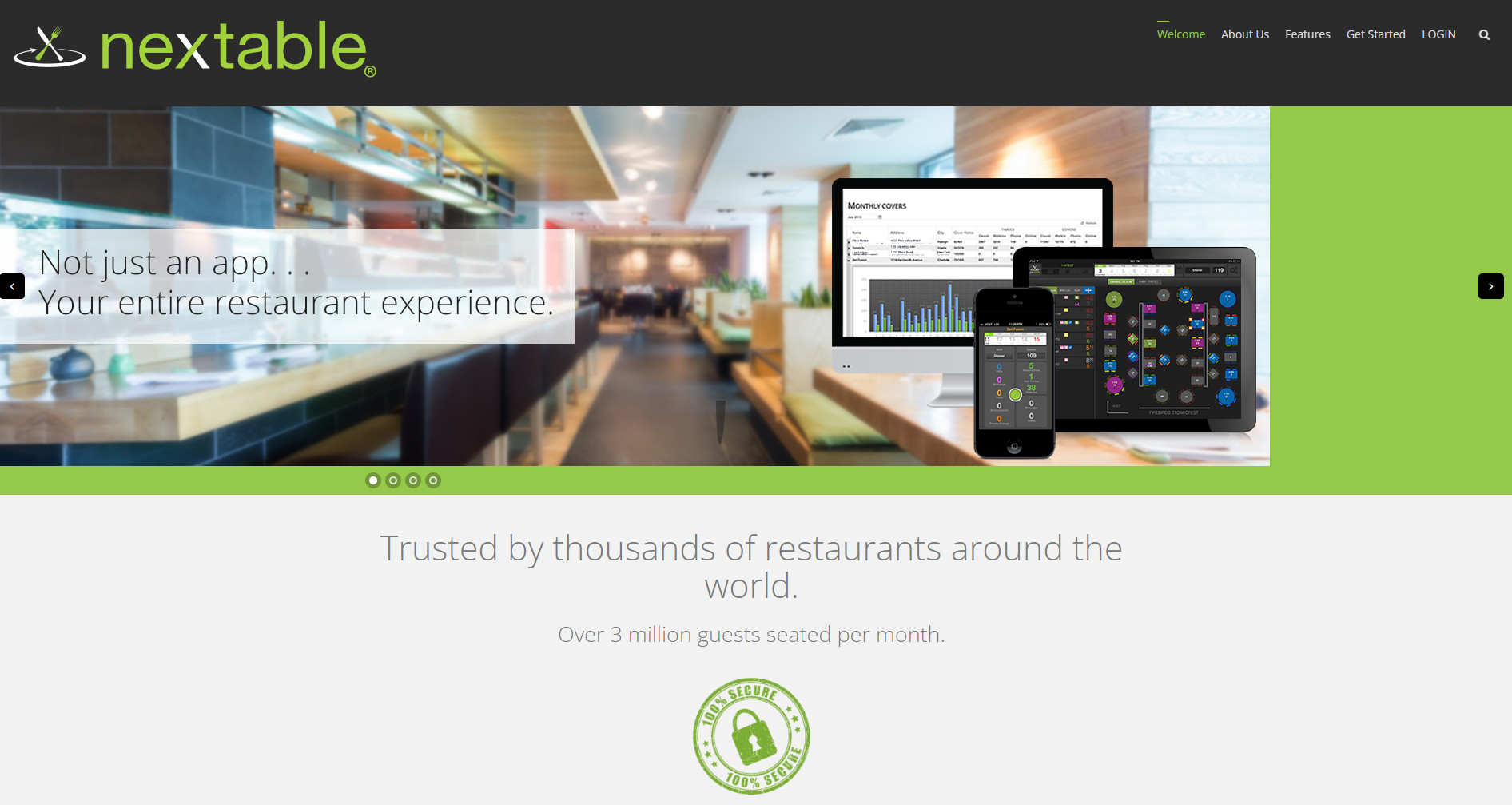 restaurant software - nextable website