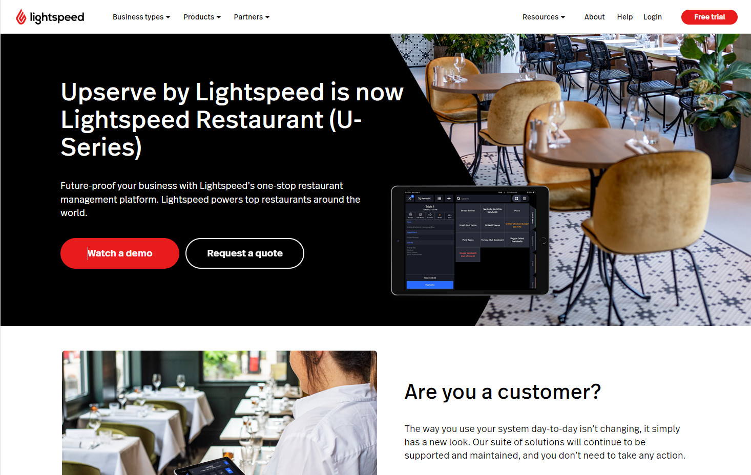 restaurant software - lightspeed website