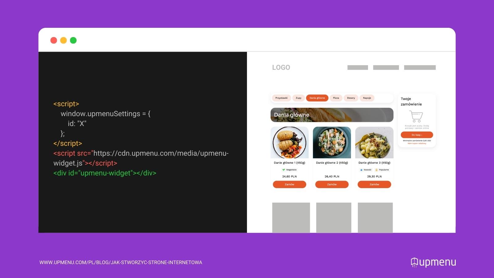 Jak stworzyć stronę internetową restauracji - integracja zamówień online przez skrypt embed
