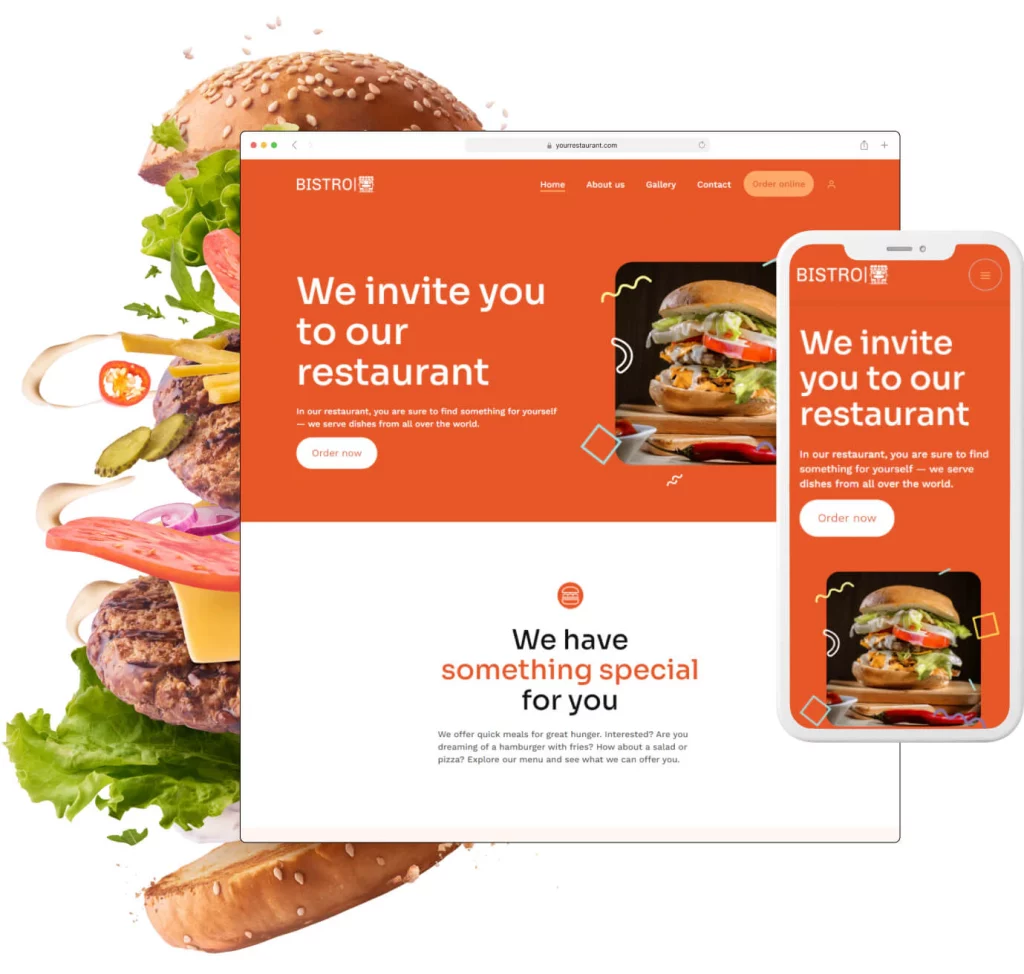 restaurant delivery software: website and app example photo