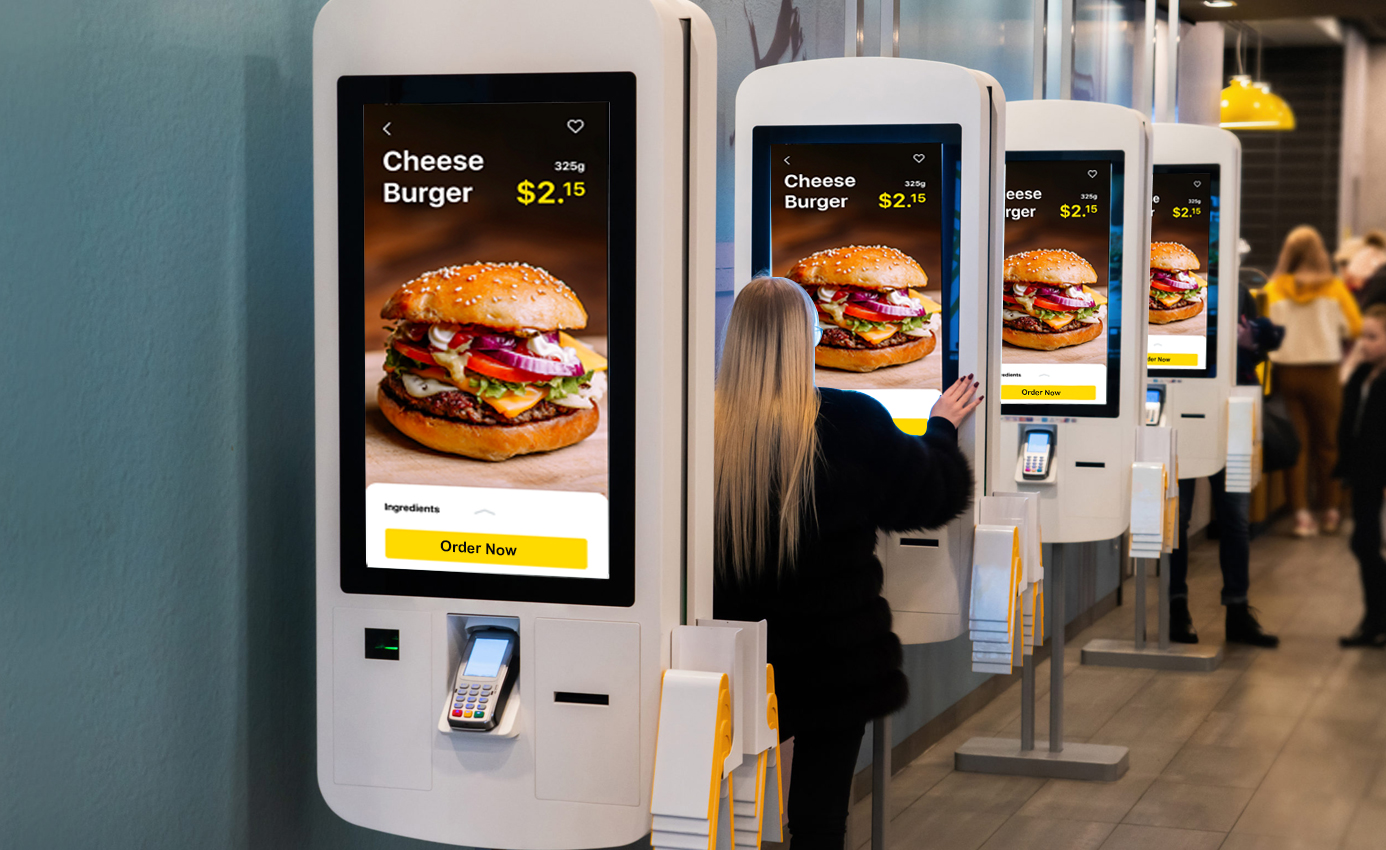  An example of restaurant POS stands in a fast food restaurant