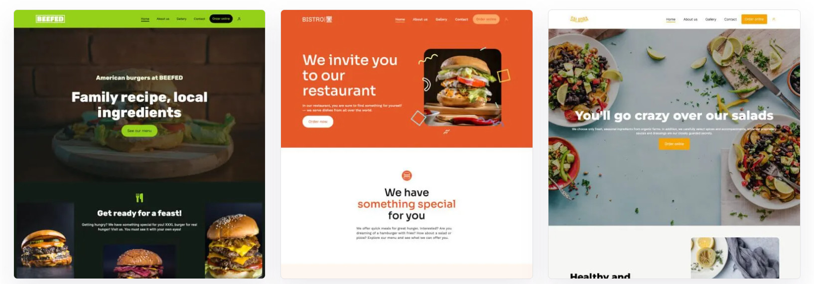 promocja restauracji - szablony stron internetowych