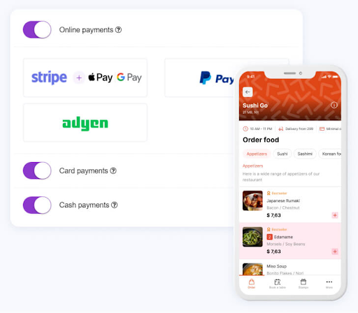 Online payment options for your online restaurant storefront