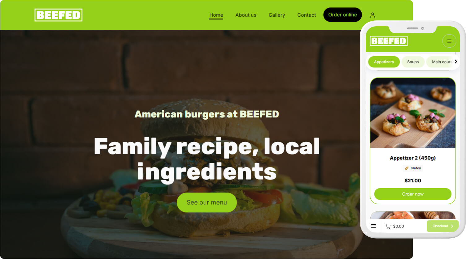 Example restaurant ecommerce website templates 2