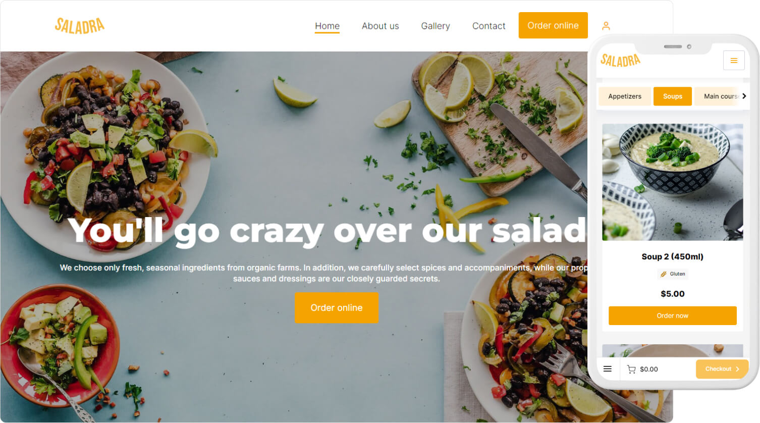 Example restaurant ecommerce website templates 1