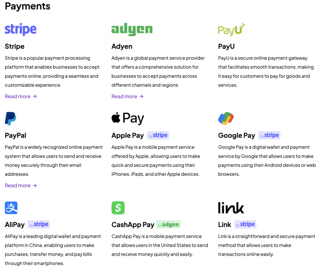 Payment integrations