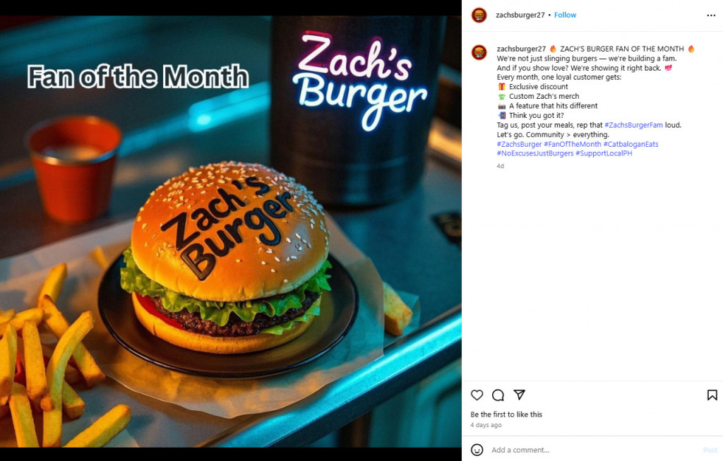 food contest example of fan of the month restaurant contest on instagram 